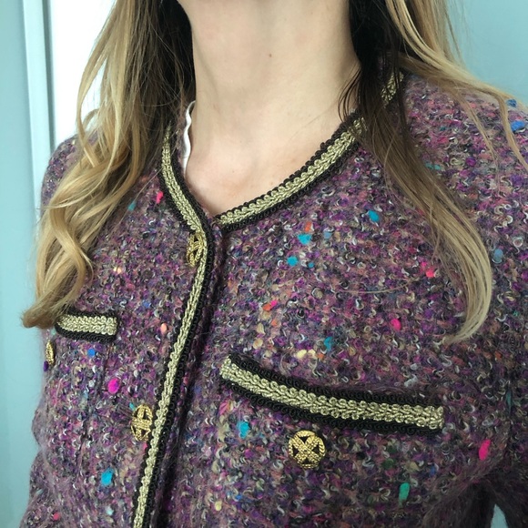 Lavender Mohair Blazer with Gold Embellishments - Picture 5 of 8